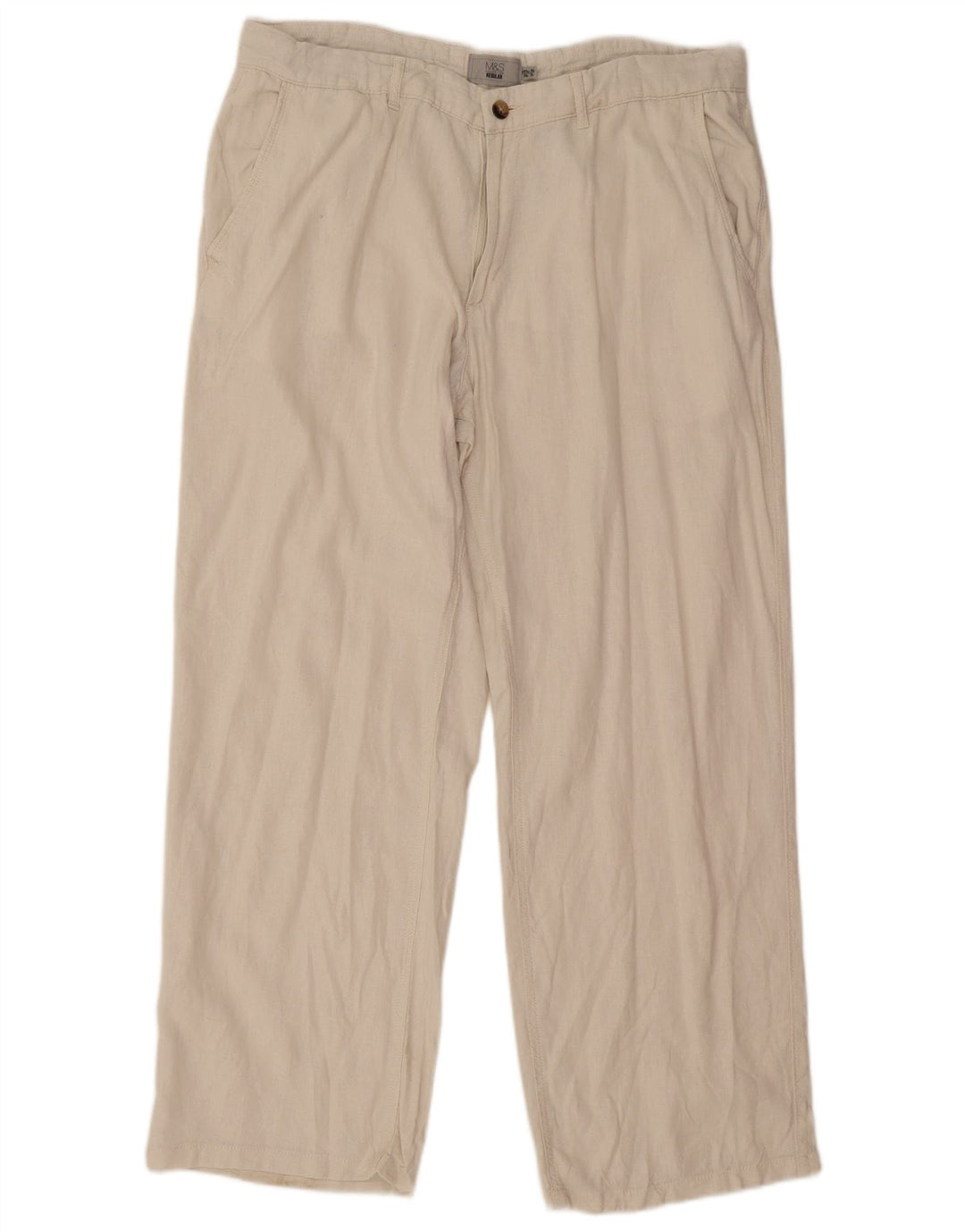 Marks & Spencer Pantalones chinos rectos regulares para hombre W38 L31 Blanco roto