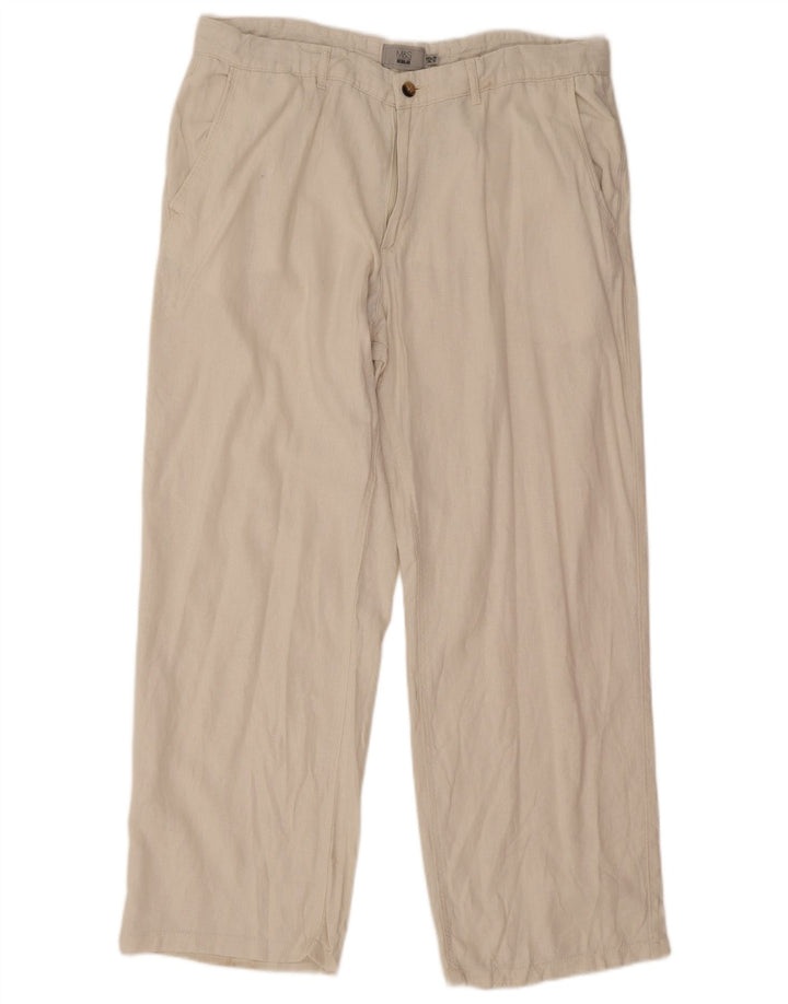 Marks & Spencer Pantalones chinos rectos regulares para hombre W38 L31 Blanco roto