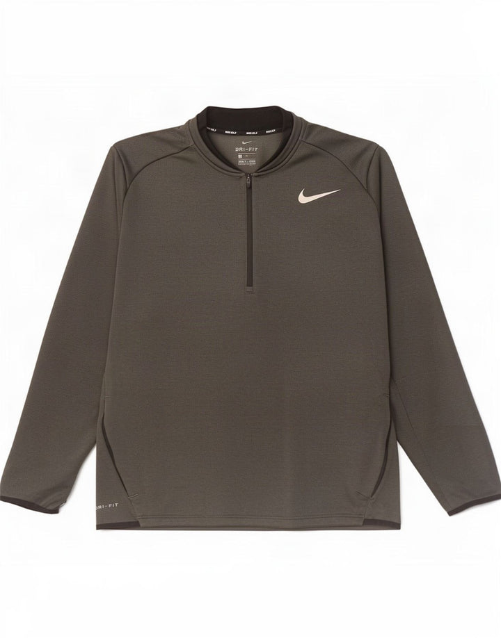 Nike Dri Fit - Chándal con cremallera y cuello para hombre, talla XL, poliéster gris