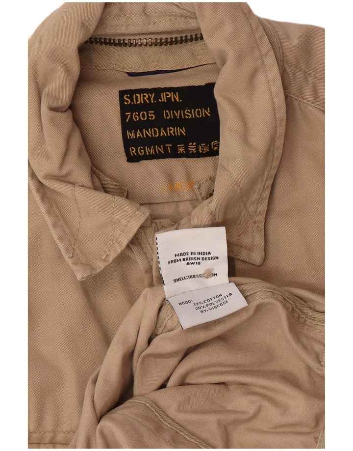 Camisa militar Superdry para hombre de algodón beige grande