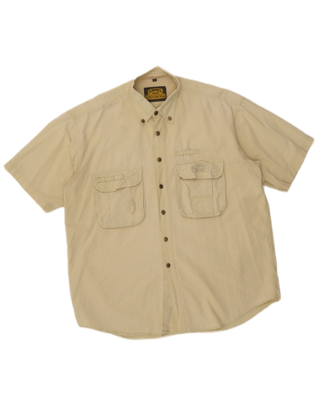 Camel Active Camisa de manga corta utilitaria para hombre XL Algodón beige