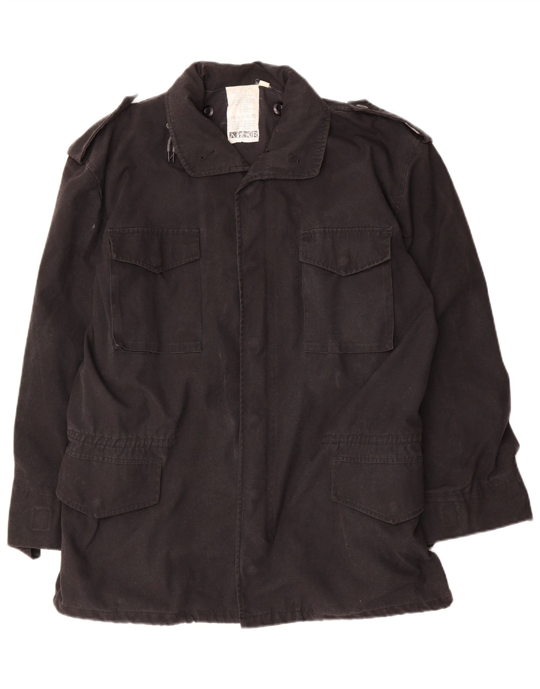 Vintage hombres chaqueta militar Reino Unido 40 algodón negro grande