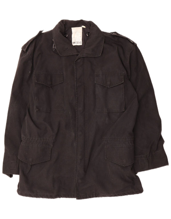 Vintage hombres chaqueta militar Reino Unido 40 algodón negro grande