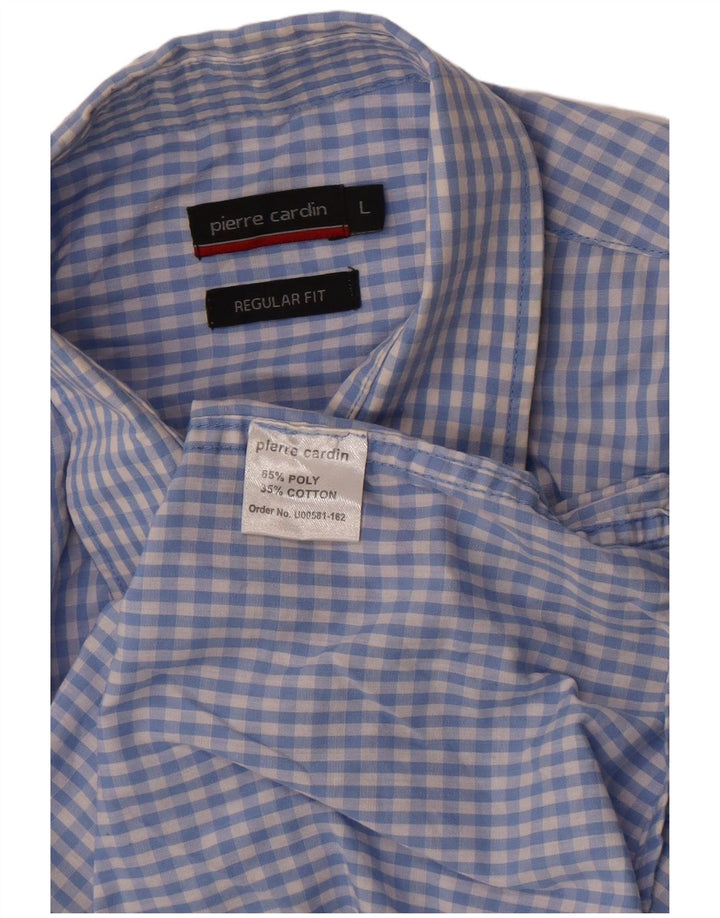 Pierre Cardin Camisa de corte regular para hombre Poliéster a cuadros azul grande