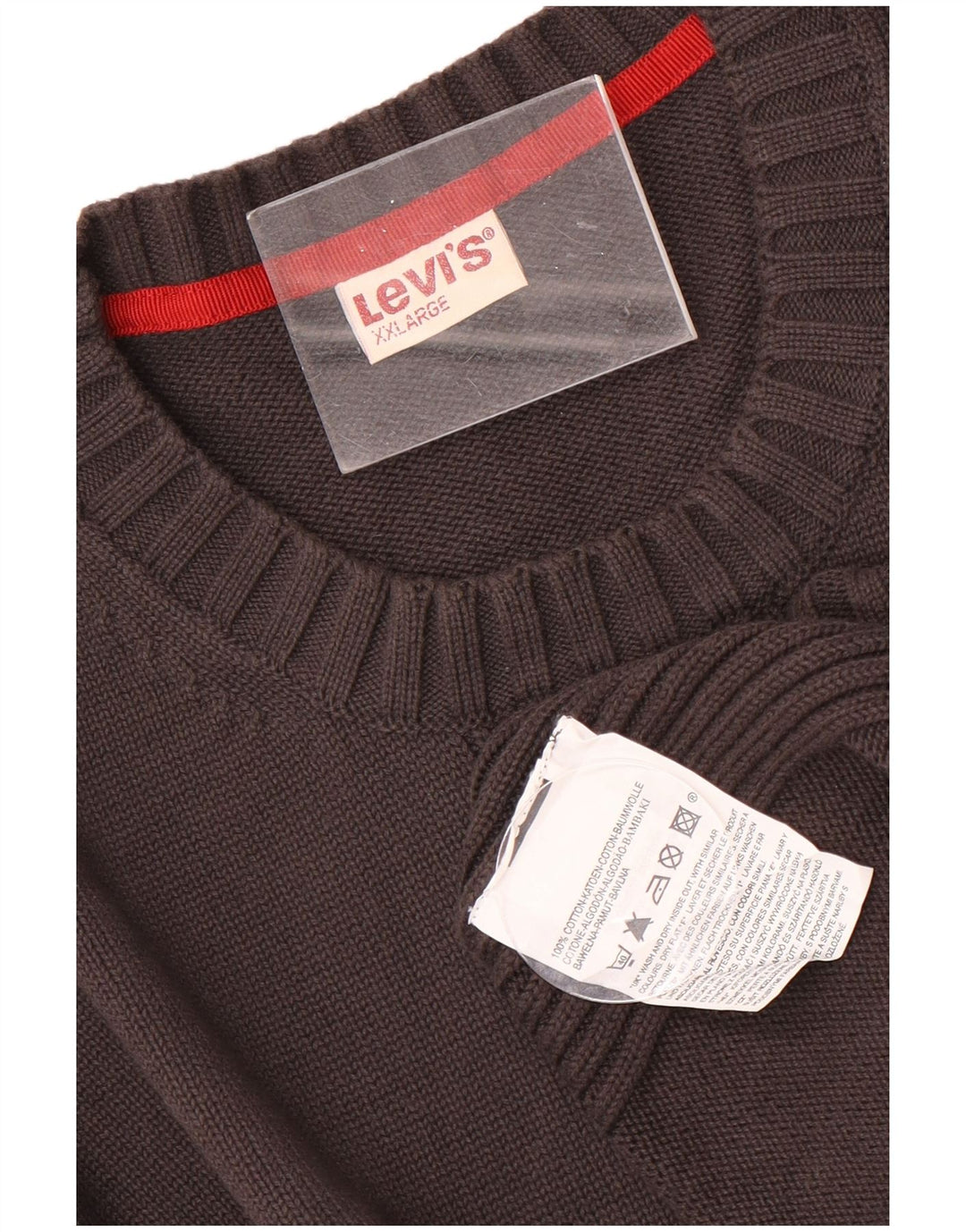 Levi's Jersey de cuello redondo para hombre, talla 2XL, algodón negro