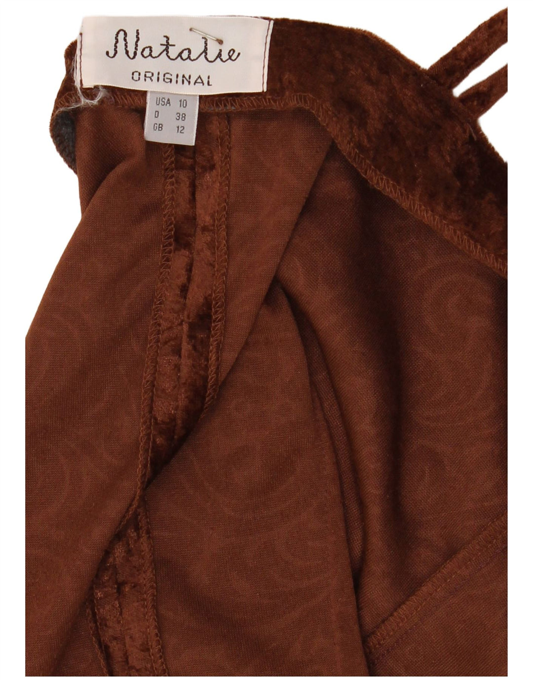 Vintage mujer terciopelo 2 piezas set Reino Unido 12 marrón medio Paisley