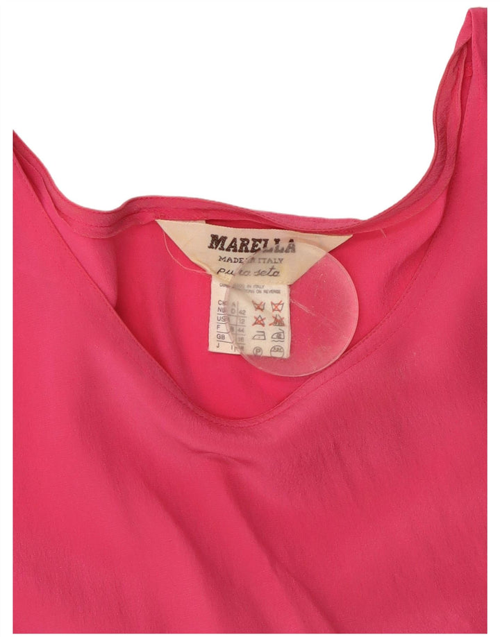 MARELLA Blusa para Mujer Top UK 46 Grande Seda Rosa