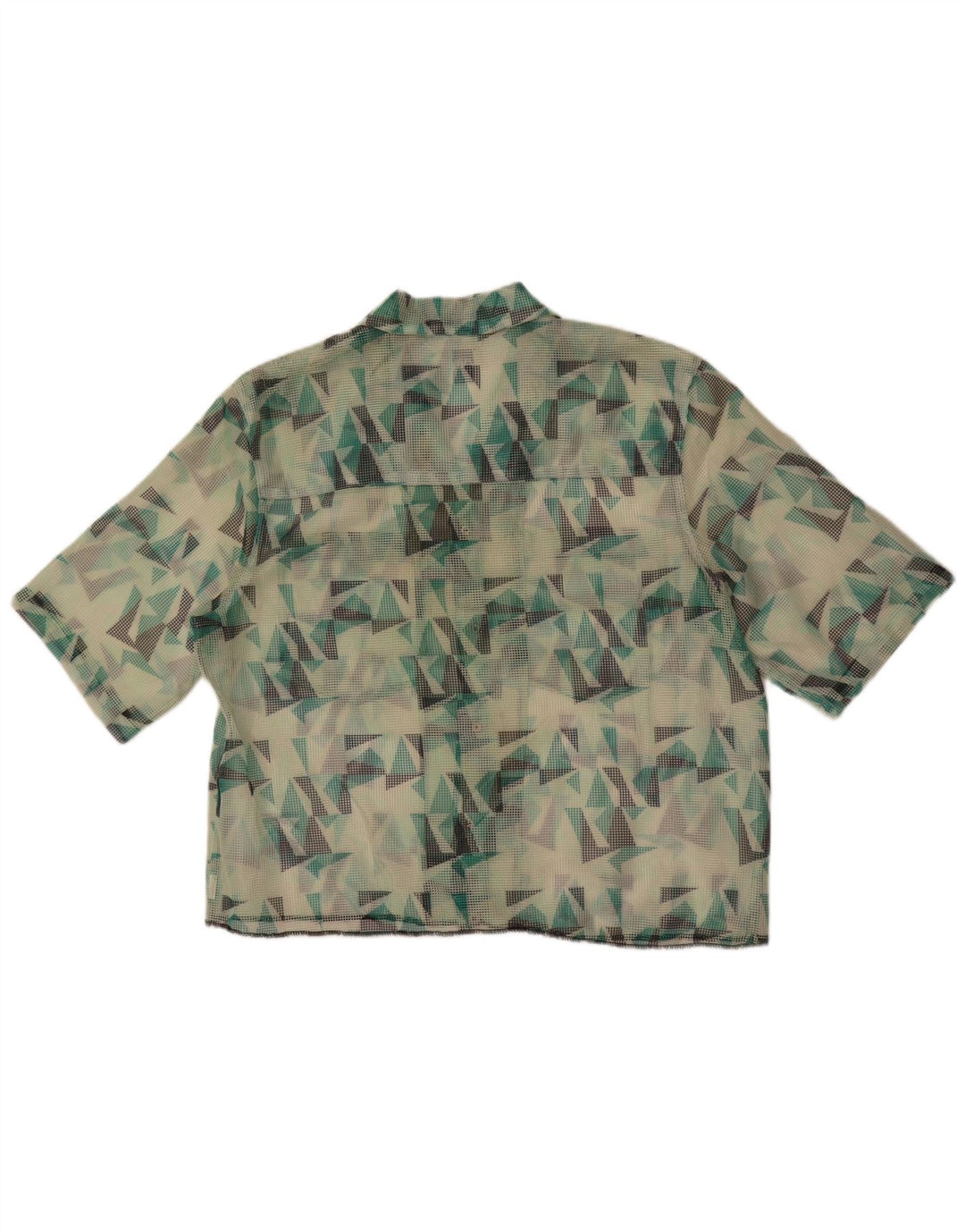 Zara Hombre Camisa Transparente De Manga Corta Verde Medio Geométrico