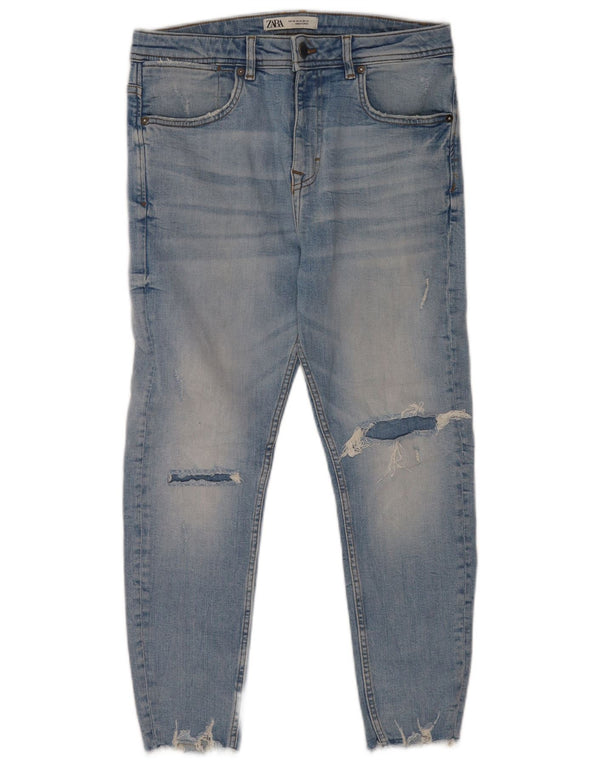 Zara Jeans ajustados desgastados para hombre EU 40 Medium W31 L24 Algodón azul