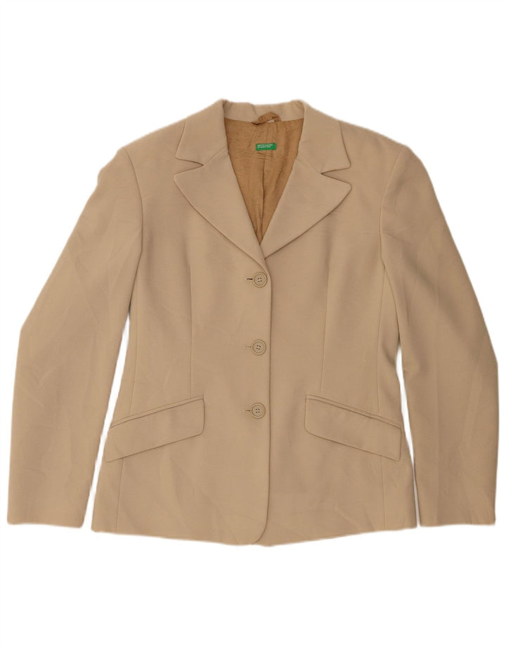 Benetton Blazer De 3 Botones Mujer IT 44 Poliéster Beige Medio