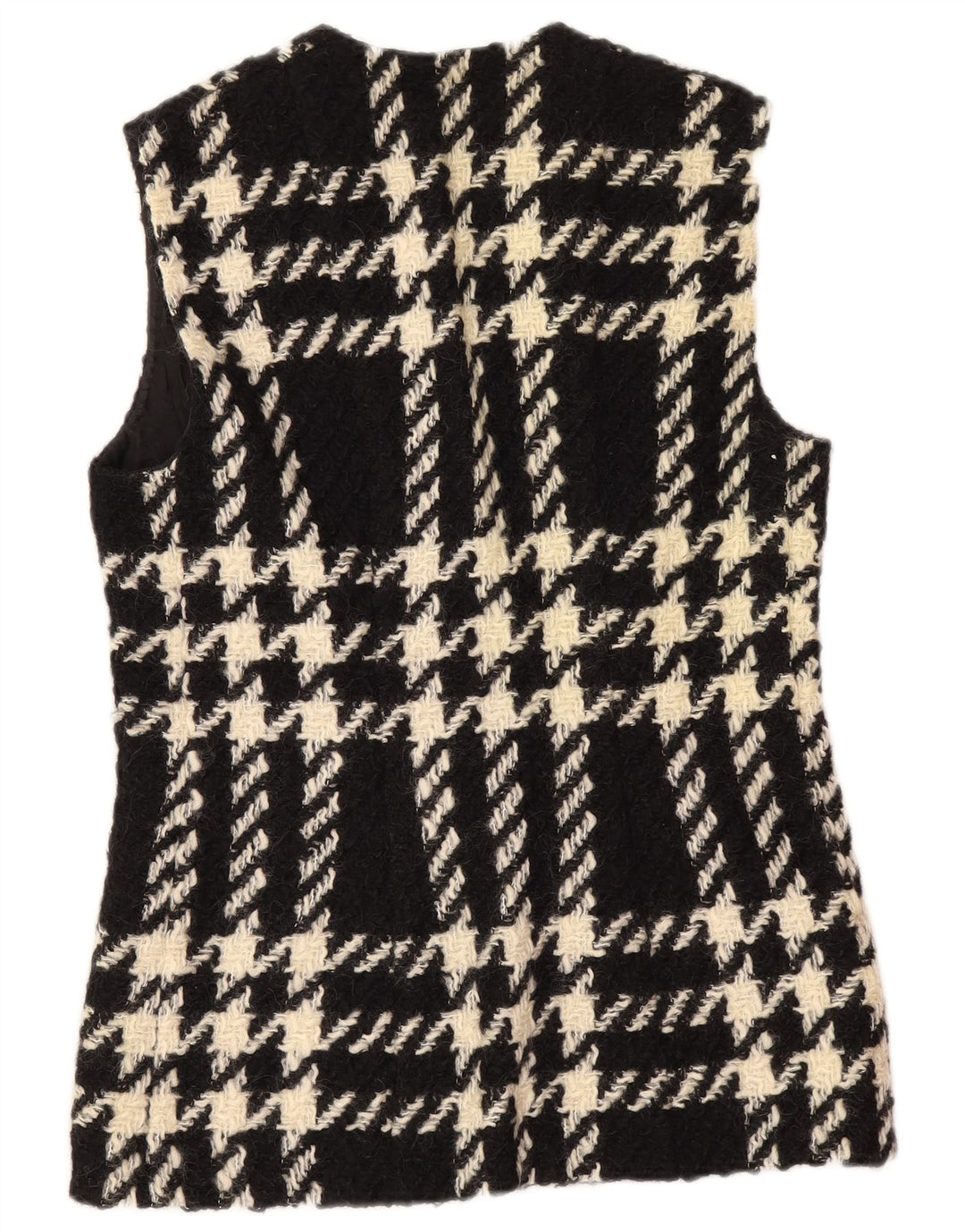 Vintage mujer Gilet Reino Unido 12 cheque negro medio