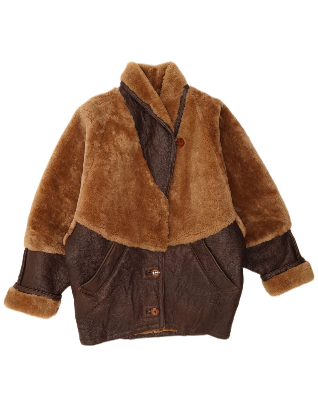 Vintage mujer chaqueta de gran tamaño IT 40 pequeño marrón colorblock