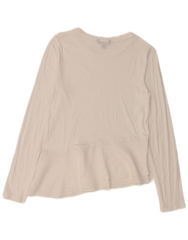 TOMMY HILFIGER Womens Asymmetric Top Long Sleeve UK 10 Small White