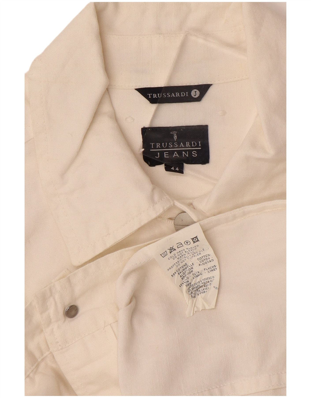 TRUSSARDI JEANS Chaqueta bomber para mujer IT 44 Mediana de algodón blanco roto