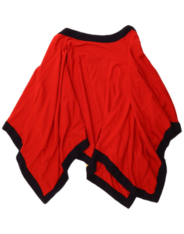 VINTAGE Abrigo poncho abierto asimétrico para mujer Talla única Bloque de color rojo