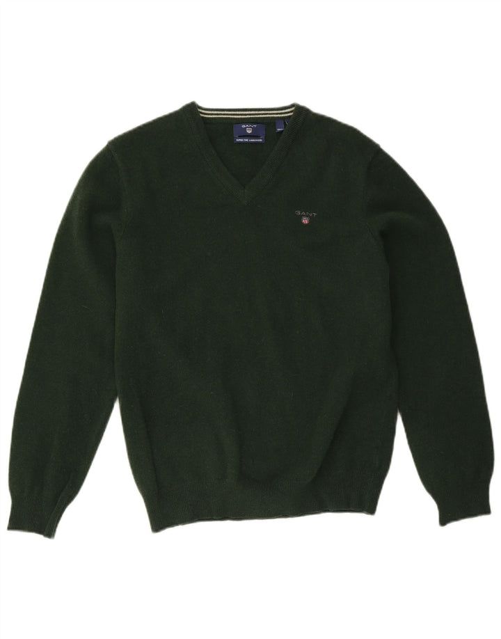 Gant Jersey Con Cuello En V De Lana De Cordero Verde Medio |