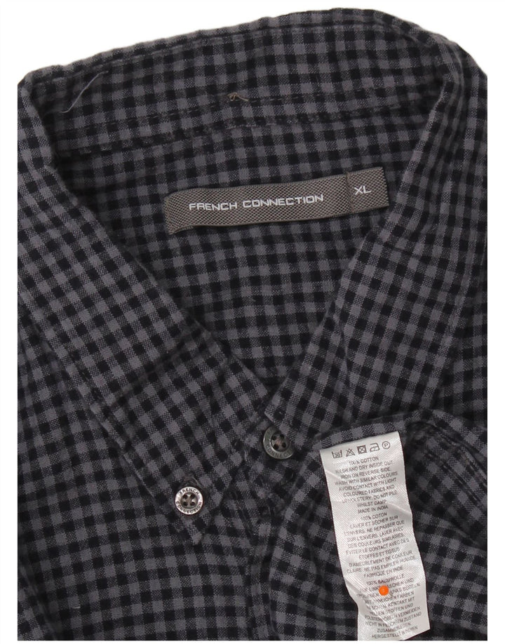 Camisa para hombre French Connection XL Algodón a cuadros azul marino