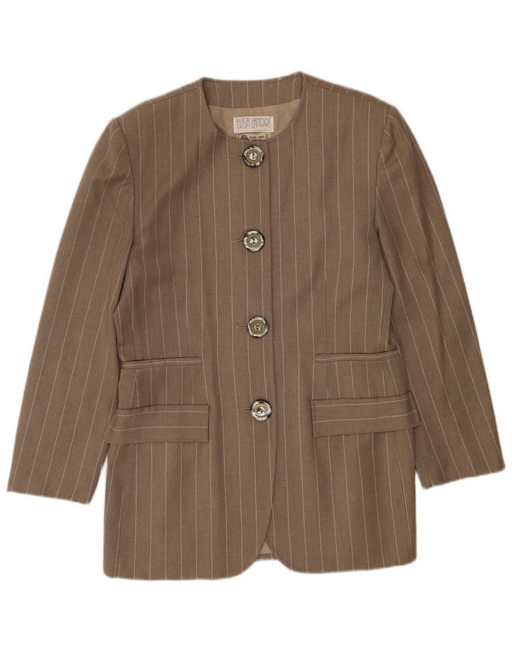 Elisa Landri Chaqueta tipo blazer de 4 botones para mujer IT 46 Grande gris a rayas