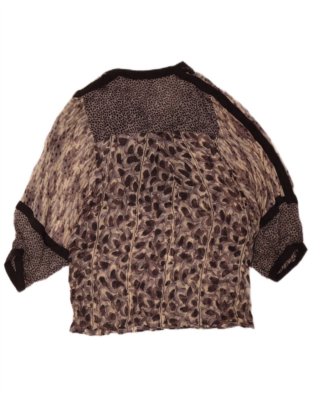 Zara Mujer Blusa Manga 3/4 Top UK 40 Mediano Estampado Animal Multicolor