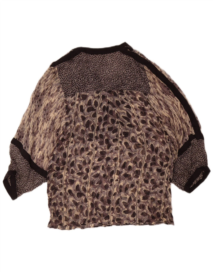 Zara Mujer Blusa Manga 3/4 Top UK 40 Mediano Estampado Animal Multicolor