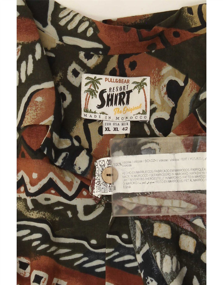 Pull & Bear Camisa Hawaiana Manga Corta Hombre XL Multicolor Geométrico