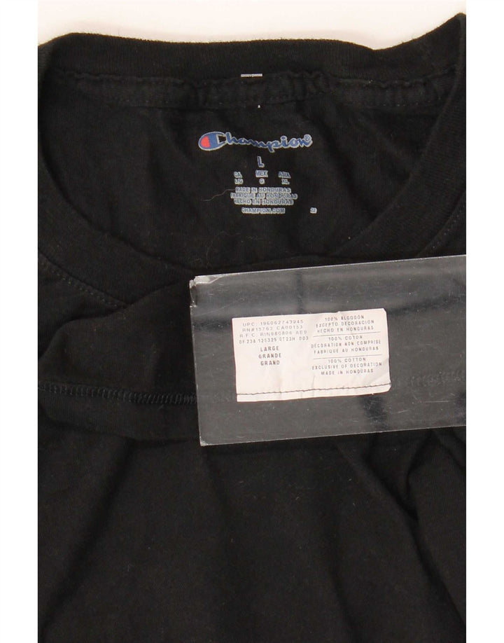 Champion Camiseta gráfica para hombre Top grande de algodón negro