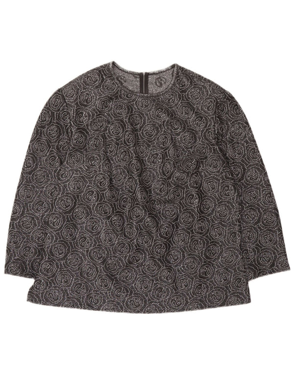 Vintage mujer 3/4 manga blusa Top Reino Unido 16 grande negro Paisley