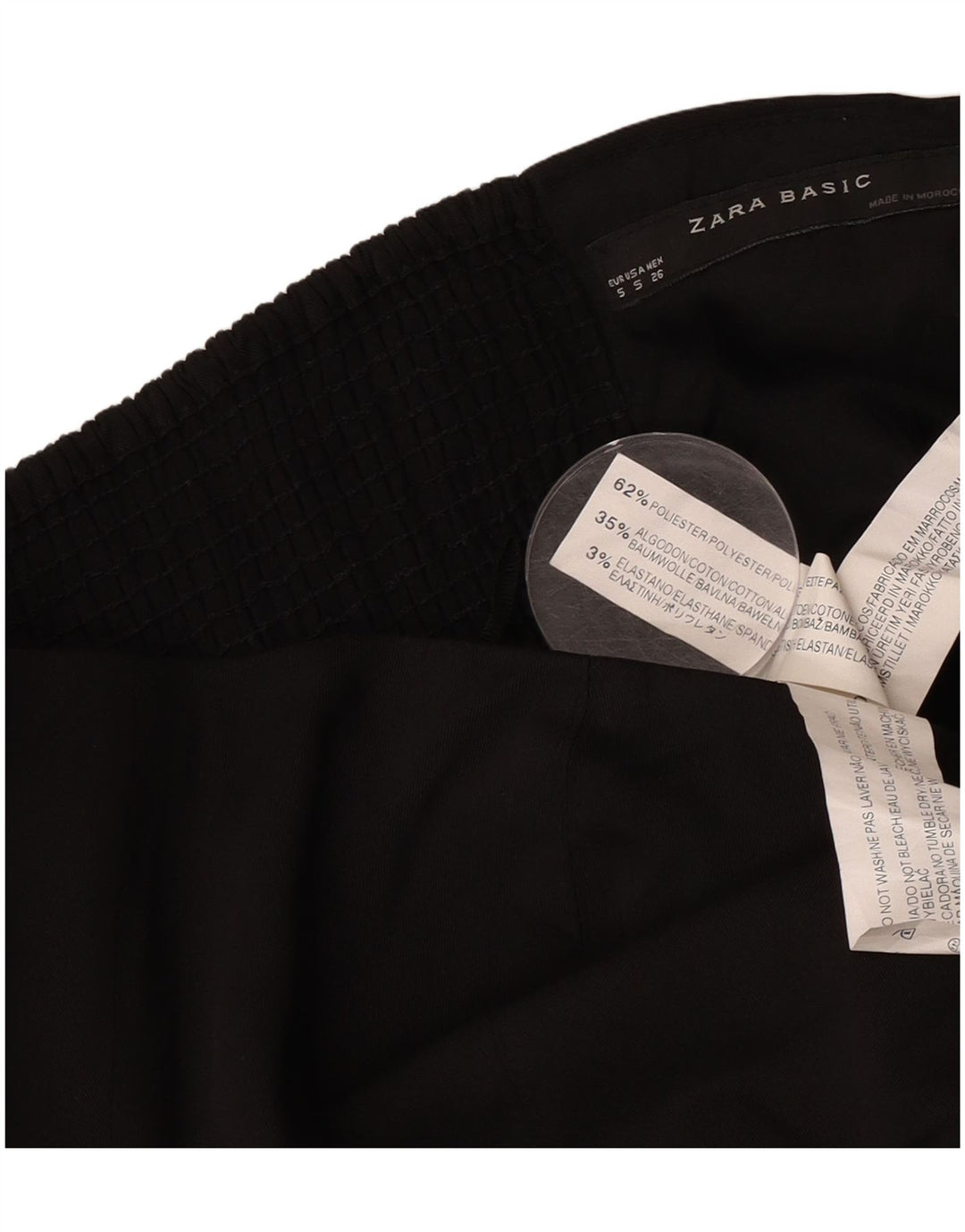 Zara Vestido Burbuja Sin Tirantes para Mujer UK 10 Small Poliéster Negro