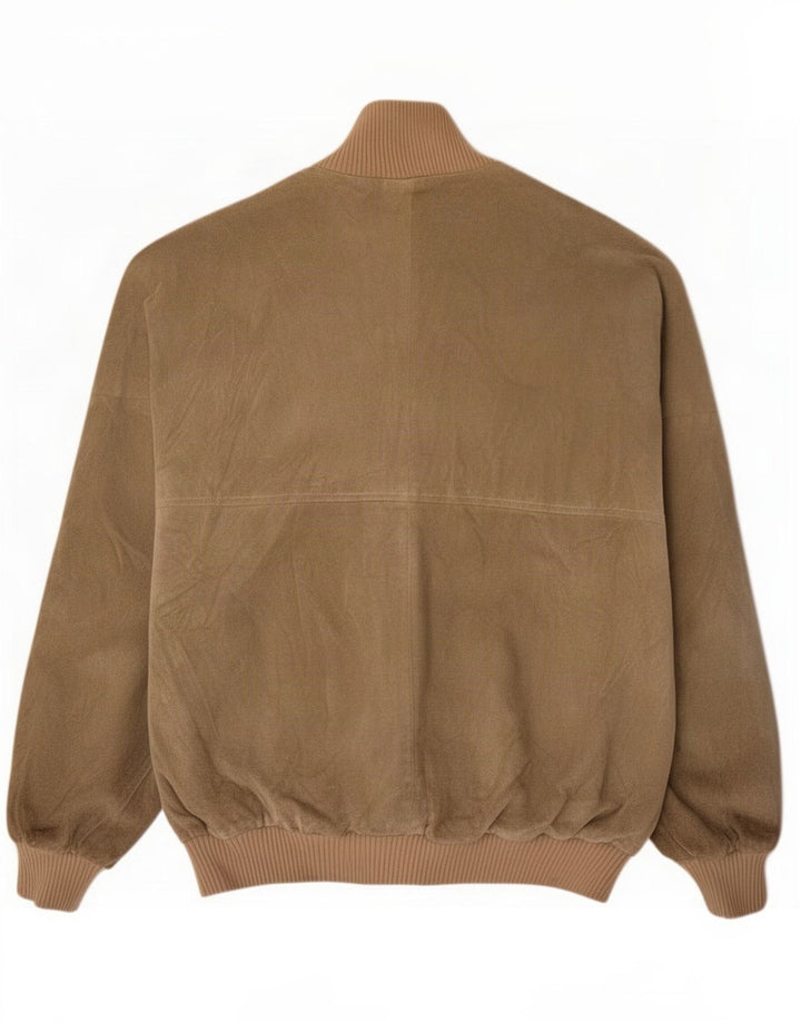 Vintage hombres ante bomber chaqueta Reino Unido 38 cuero verde medio