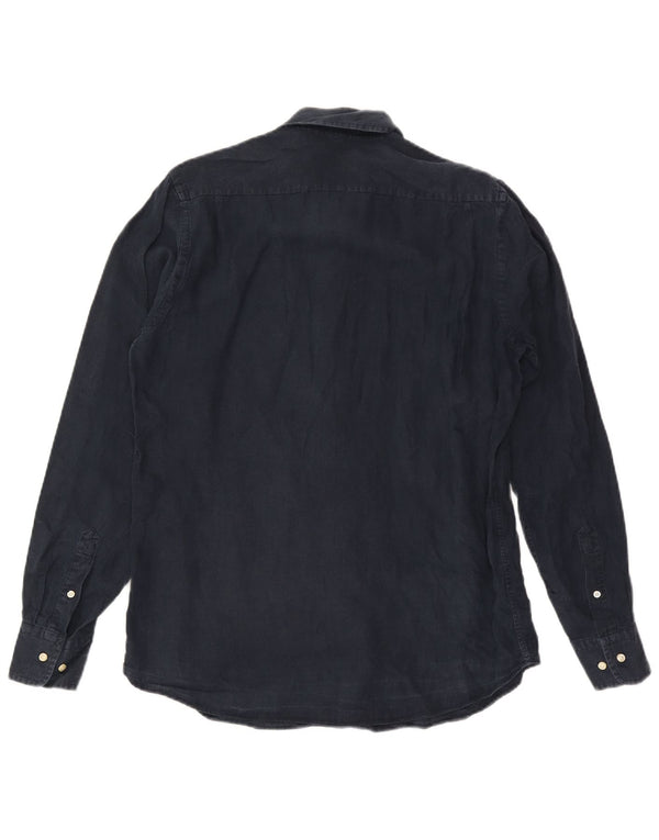 Camisa Massimo Dutti Hombre Mediana Lino Azul Marino