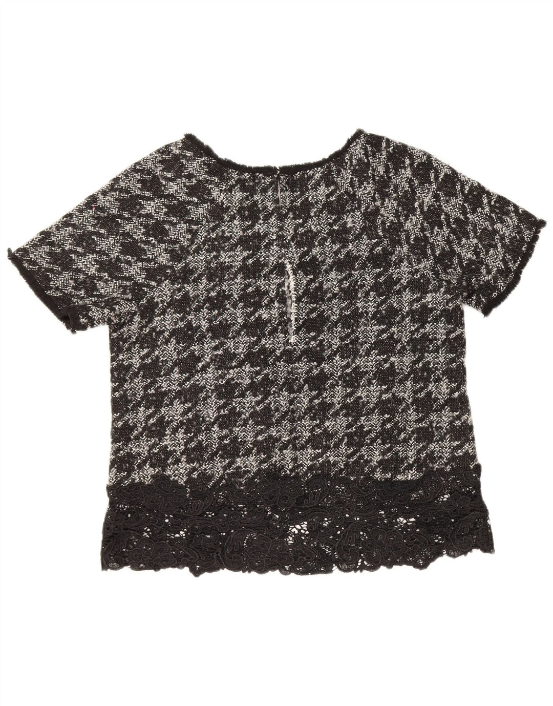 Rick Cardona Blusa para Mujer Top UK 12 Medio Negro Pata de Gallo Poliéster