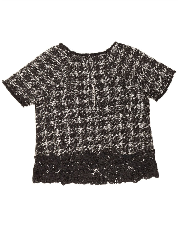 Rick Cardona Blusa para Mujer Top UK 12 Medio Negro Pata de Gallo Poliéster