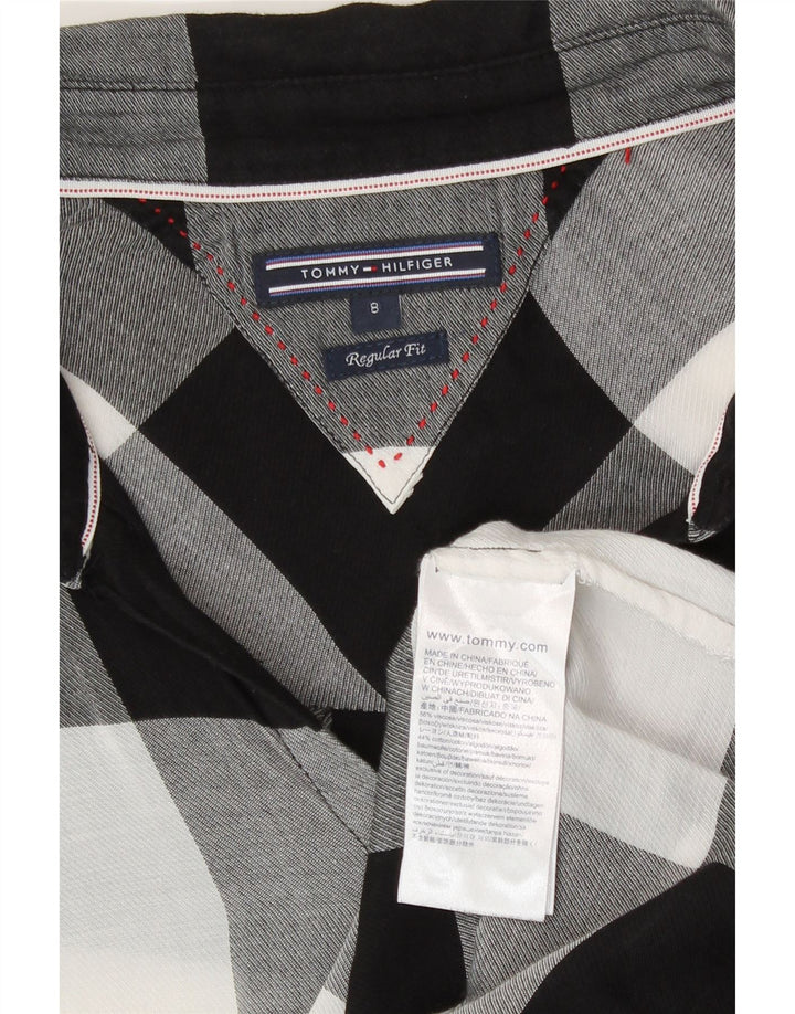 Tommy Hilfiger Camisa de corte regular para mujer US 8 Medium Black Check Viscosa