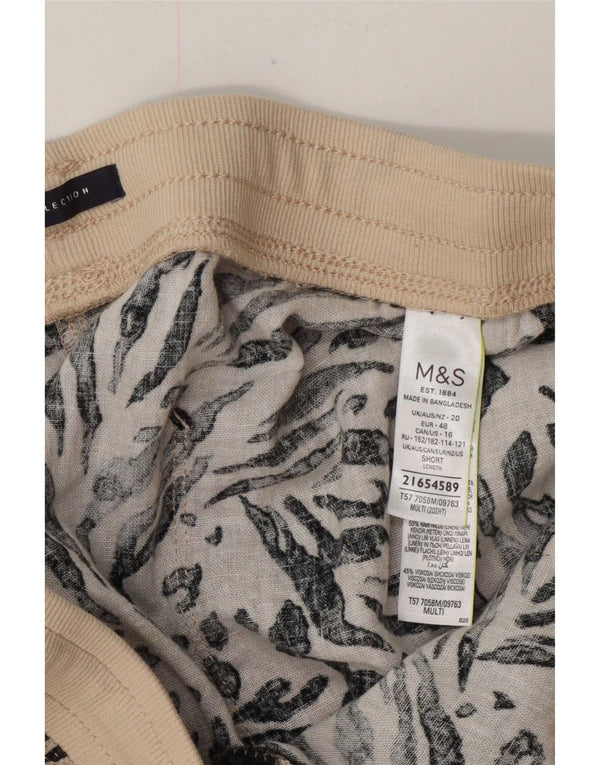 Marks & Spencer Pantalones Harem Cortos para Mujer UK 20 2XL W42 L23 Beige