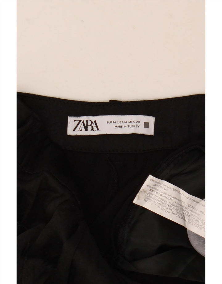Zara Mujer Pantalón Cropped Mediano W28 L25 Viscosa Negro