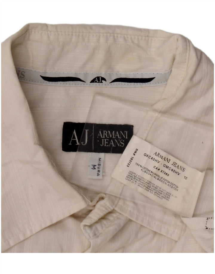 ARMANI JEANS Camisa Hombre Mediana Off White Algodón
