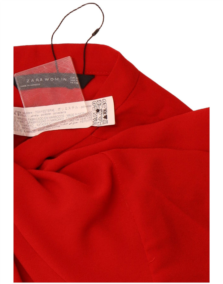 ZARA Vestido acampanado de manga larga para mujer ES 40 Mediano Rojo Poliéster