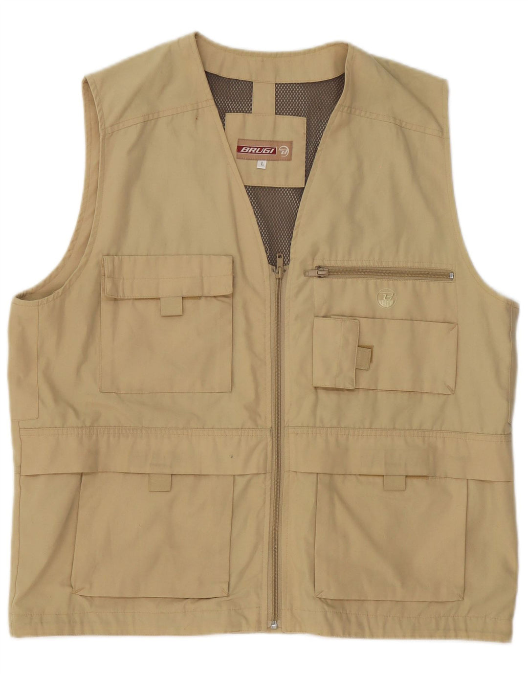 Brugi Chaleco utilitario para hombre UK 40 Large Caqui Poliéster