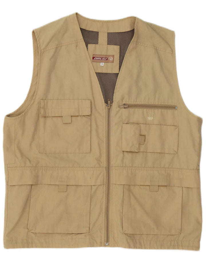 Brugi Chaleco utilitario para hombre UK 40 Large Caqui Poliéster