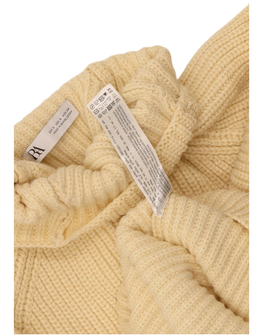 ZARA Mujer Crop Oversize Cuello Alto Jersey Jersey UK 10 Small Amarillo