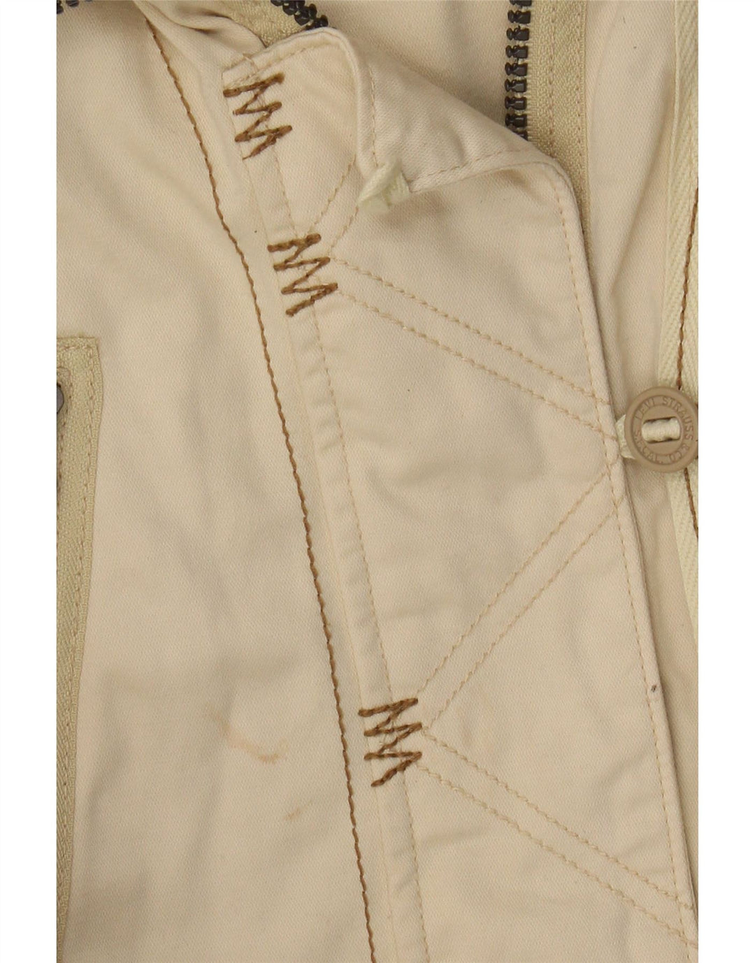 Levi's Chaqueta utilitaria con capucha gráfica para mujer UK 10 Small Beige Cotton