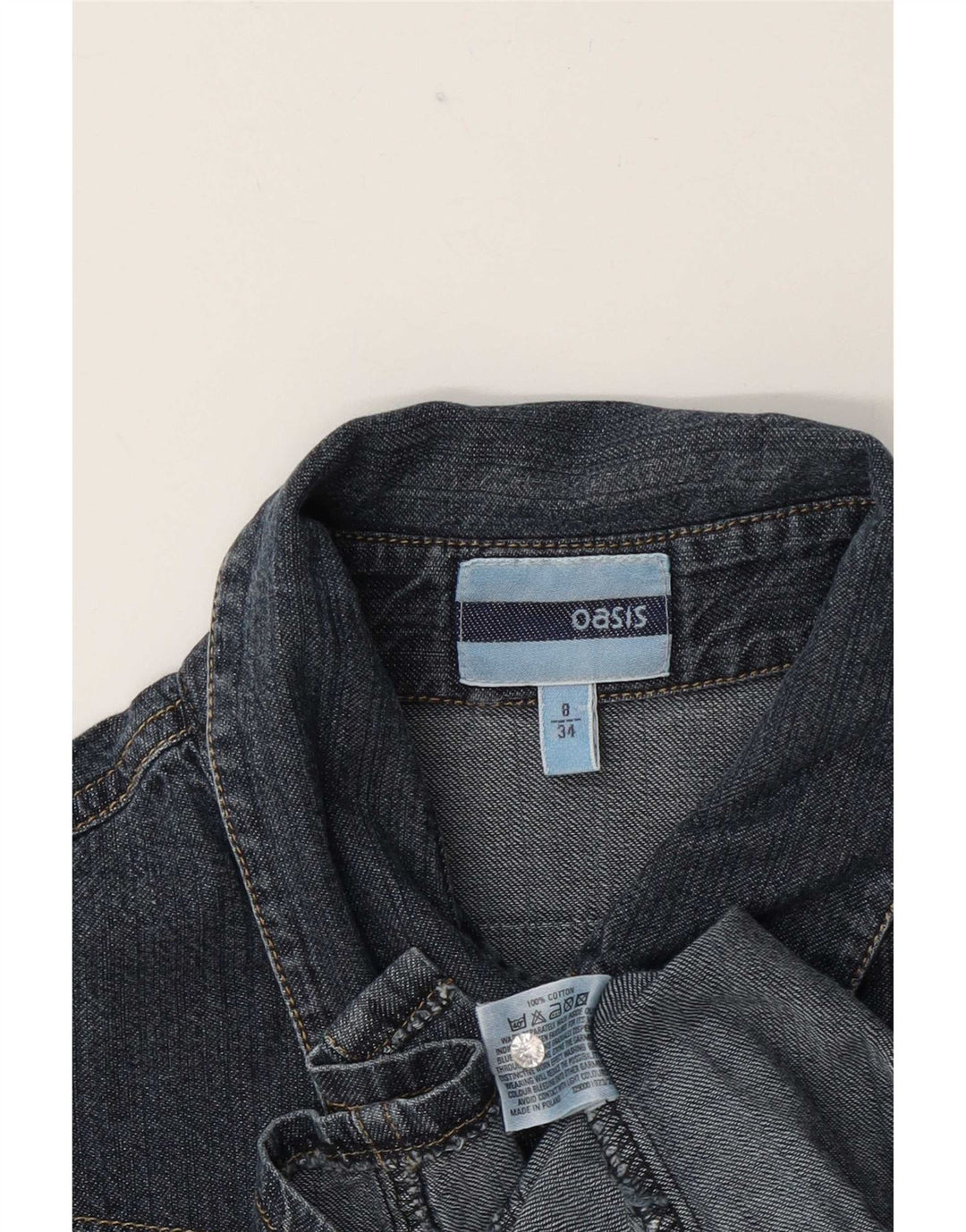 Camisa vaquera Oasis para mujer UK 8 Small Algodón azul marino