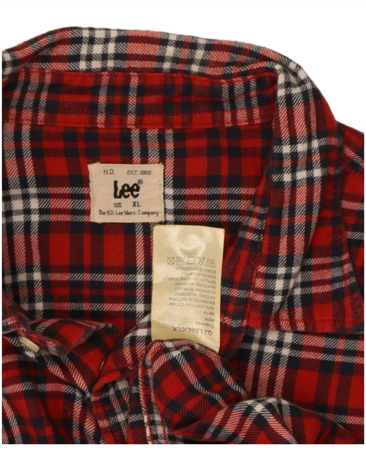 Camisa de franela para hombre Lee XL de algodón a cuadros rojos