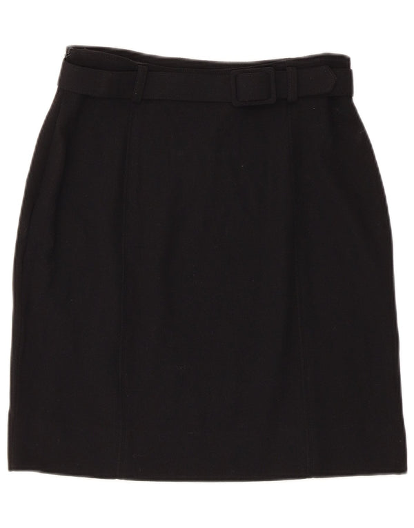 Falda recta vintage para mujer IT 42 Mediana W26 Lana negra