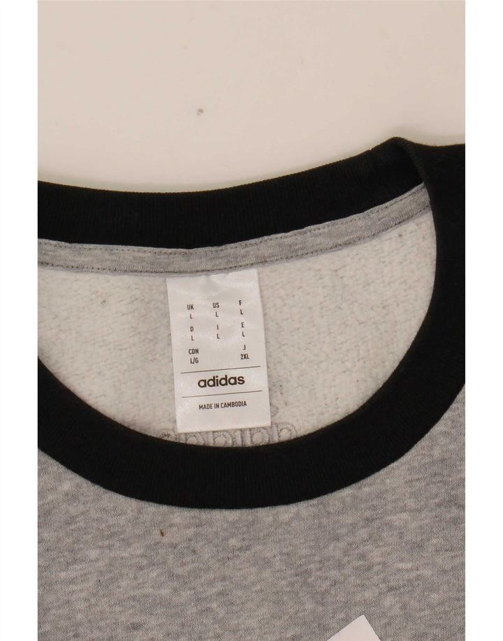 Adidas Hombre Sudadera Gráfica Jumper Large Gris Colorblock