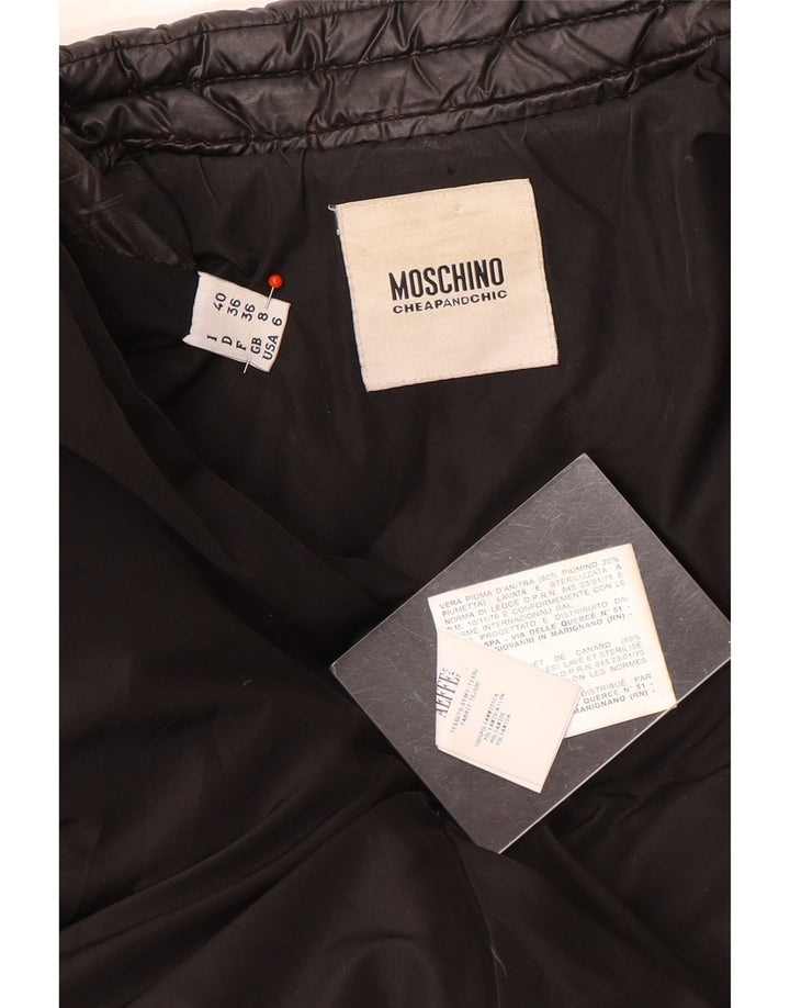 Moschino Mujer Abrigo Acolchado De Doble Botonadura UK 8 Small Poliamida Negra