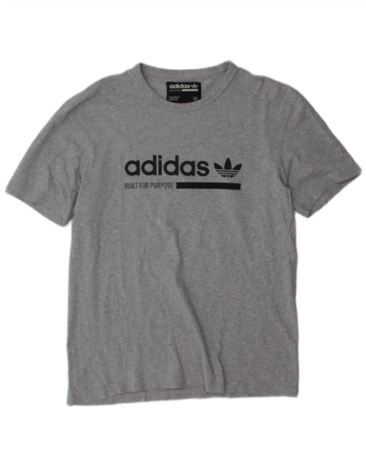 Adidas - Camiseta gráfica para hombre, talla pequeña, gris