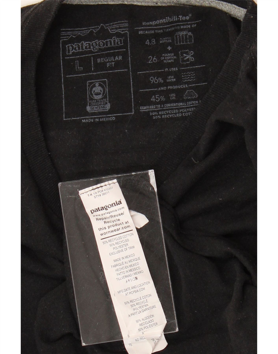 PATAGONIA Camiseta gráfica de ajuste regular para hombre Top grande de algodón negro