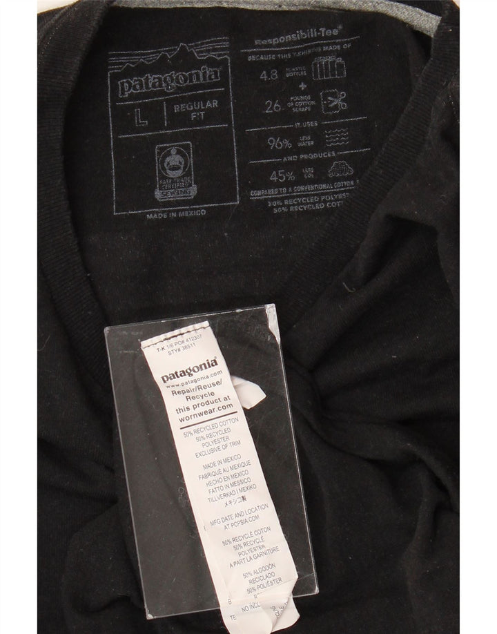 PATAGONIA Camiseta gráfica de ajuste regular para hombre Top grande de algodón negro