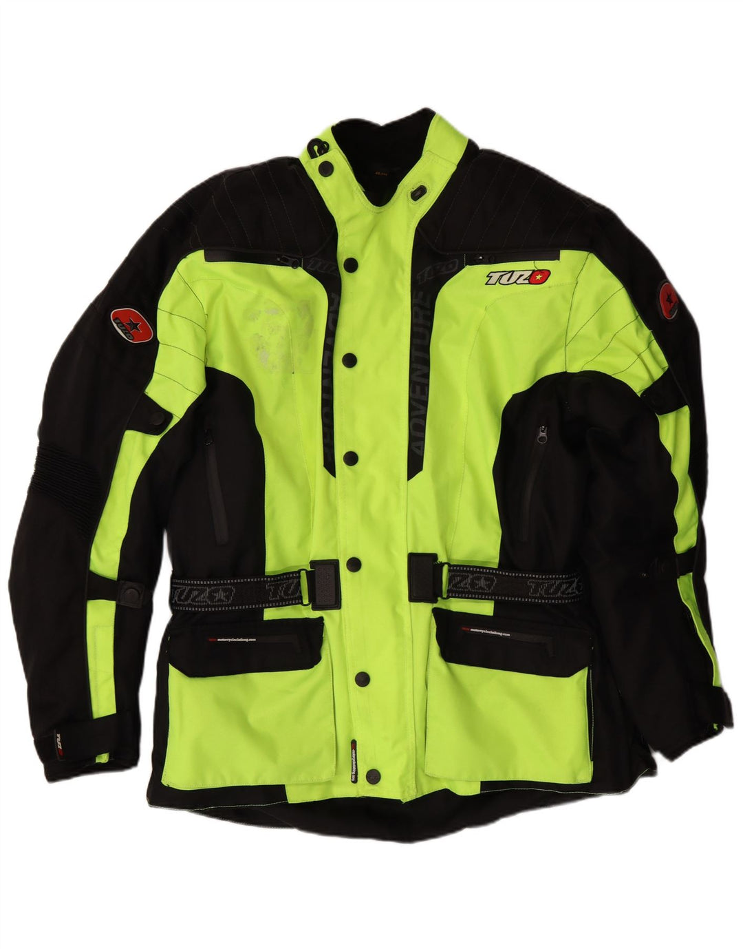 VINTAGE Hombres Gráfico Moto Racer Bomber Chaqueta Reino Unido 44 2XL Verde Colorblock